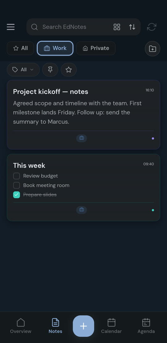 The Work profile in dark mode